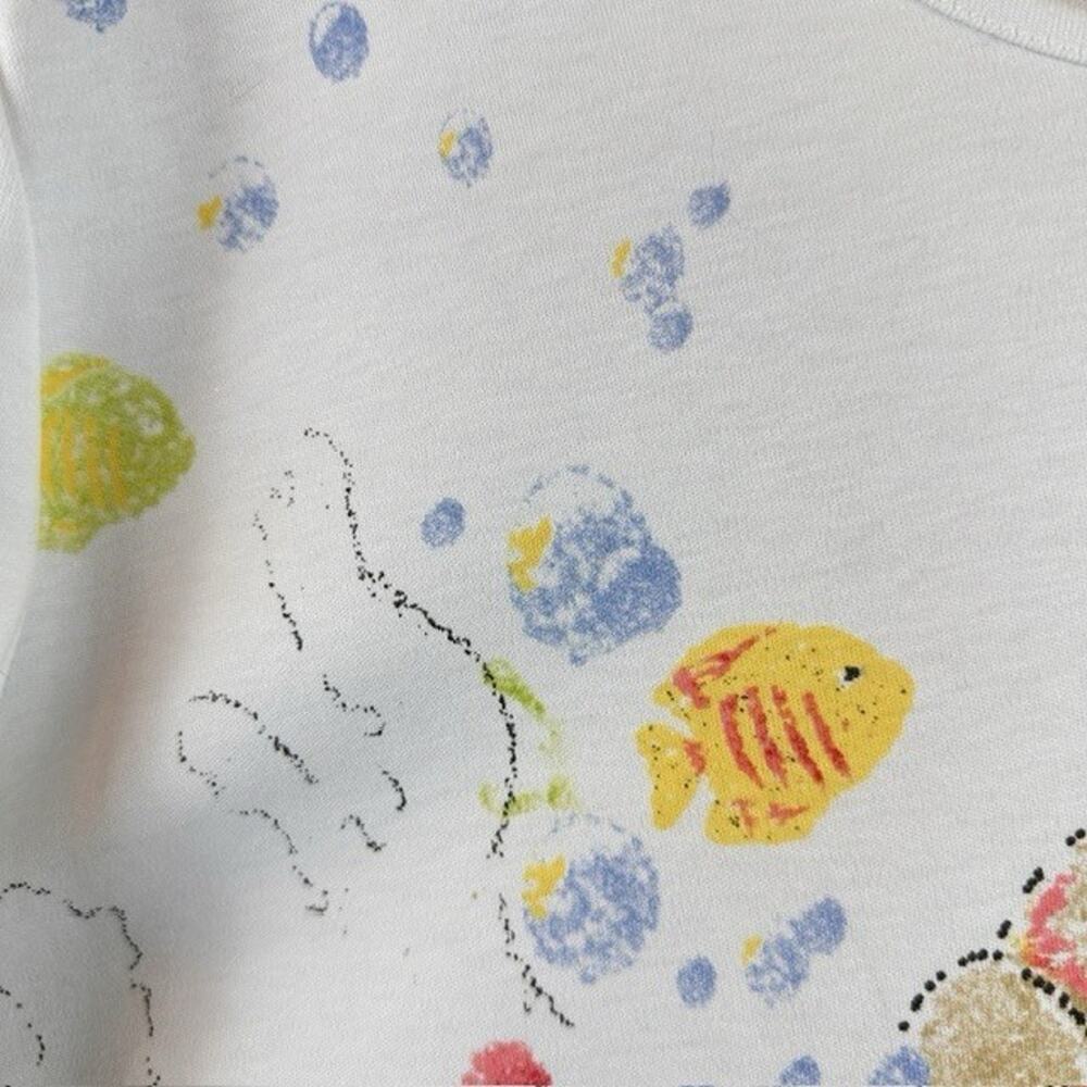 Alia V-Neck 2XL Blouse Shirt White w/Seahorse Sealife Coral Reef Ocean Casual - Picture 15 of 16
